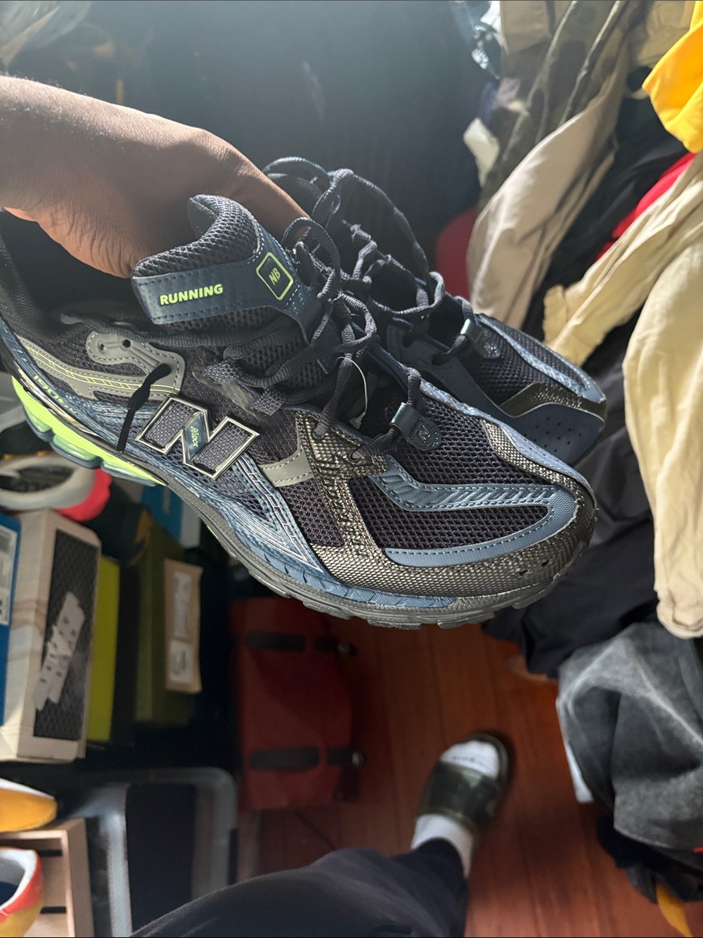 New Balance Men's Athletic Running Shoes - Black with Gray & Lime